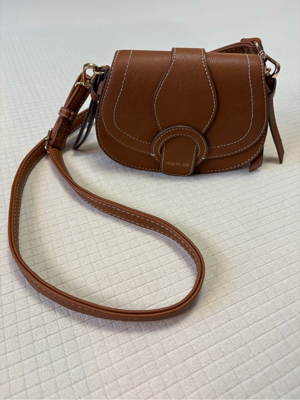 Rachel Zoe cognac faux leather crossbody bag